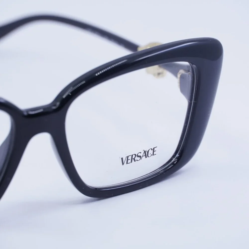 Versace VE3385U GB1 Eyeglasses Shiny Black 53mm Square Frame